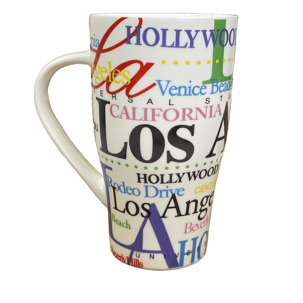 Jay Joshua Los Angeles California Landmarks Hollywood Word Art Colorful Tall Mug